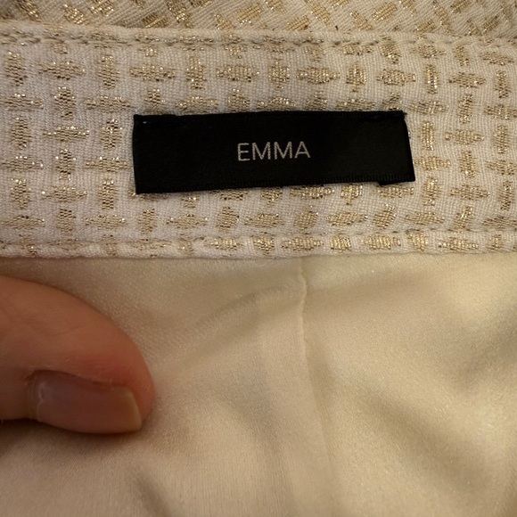 St. John Couture Emma Cream and Gold Silk Ankle Pants sz 8 - Picture 10 of 13